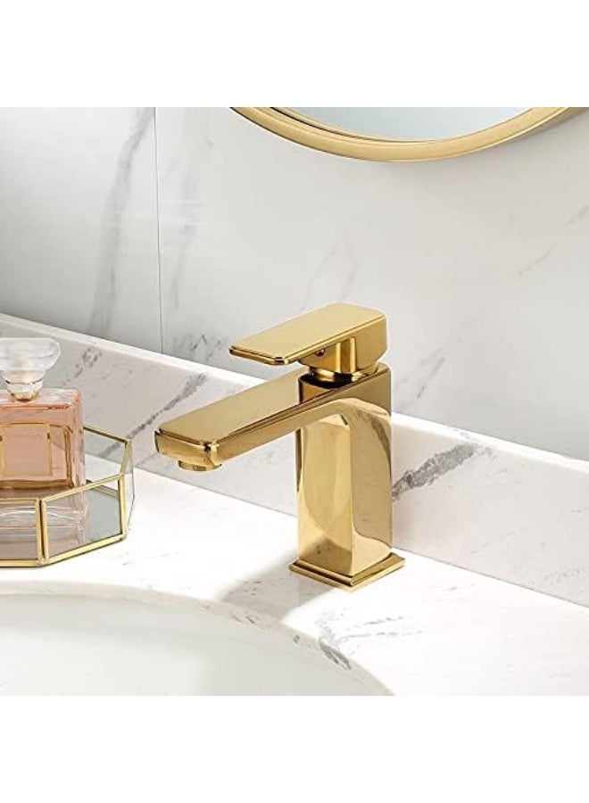 واي دي صنبور حمام عصري بمقبض واحد وفوهة مربعة، صنبور خلاط حوض مثبت على سطح الحوض، صنبور حوض غسيل موفر للمياه للمنزل والفندق - Image 1